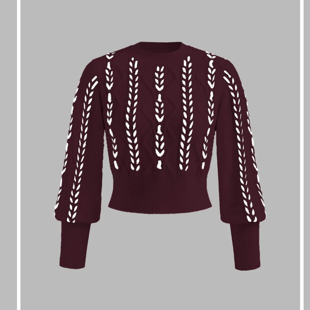 Commense Contrast Binding Cinched Sweater New NWT - image 1